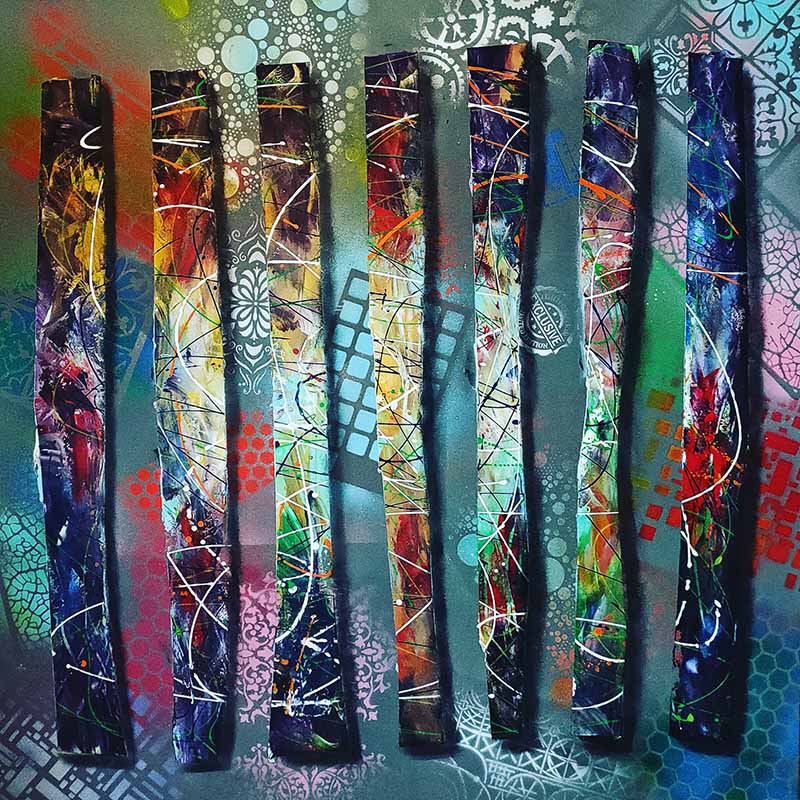 Barre energetiche - Acrilico su tela 80 x 80