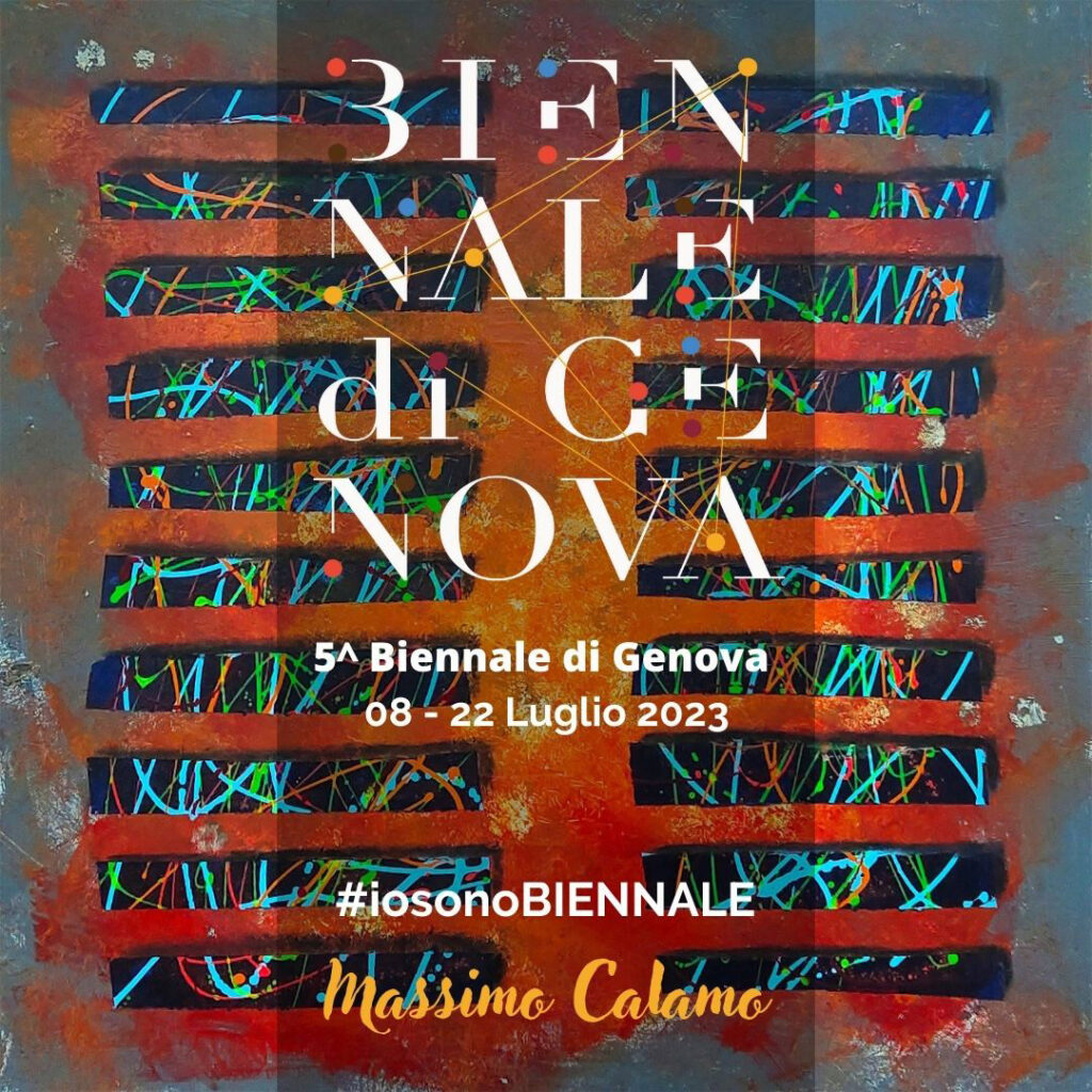 Viene rappresentato il quadro selezionato dall'artista in concorso alla Biennale di Genova 2023